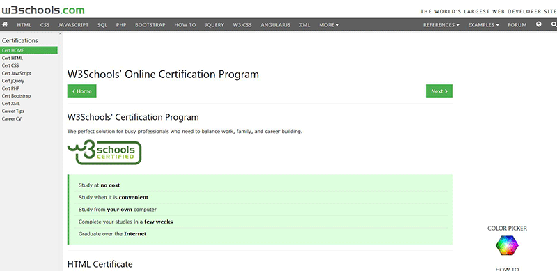 web design certificates